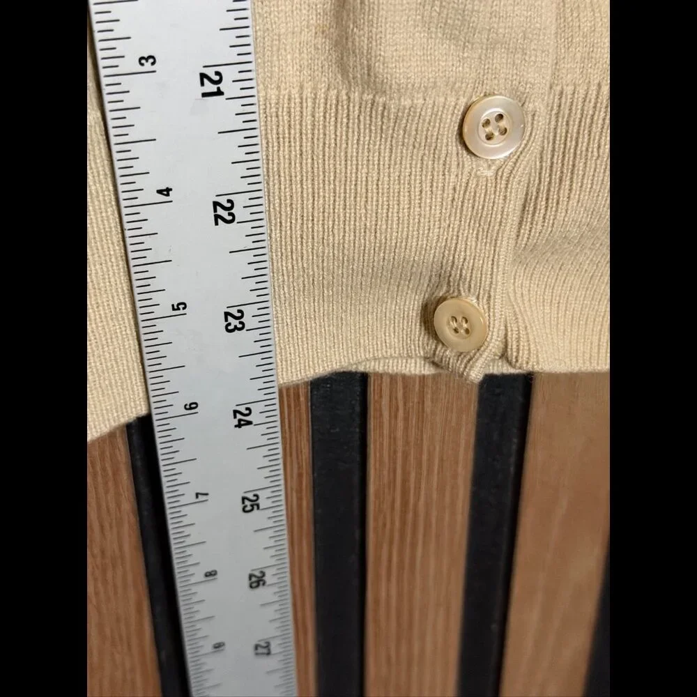 TSE Sweater Medium Womens Beige 100% Pure Cashmere Button Front Cardigan
